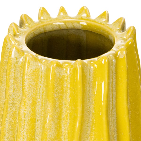 Gelbe Blumenvase aus Keramik, Detailansicht