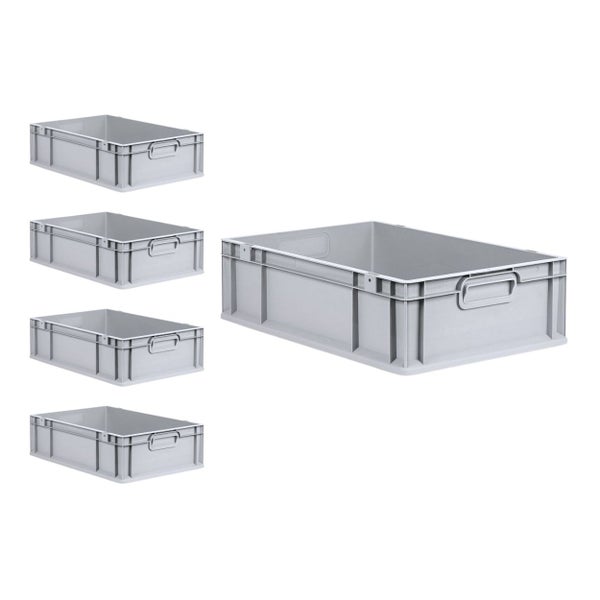 PROREGAL SuperSparSet 5x Eurobox NextGen Grip mit Scharnierdeckel und Roten Schiebeschnappverschlüssen HxBxT 17 x 40 x 60 cm 34 Liter