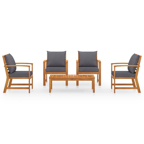 5-tlg. Garten-Lounge-Set mit Auflagen Massivholz Akazie