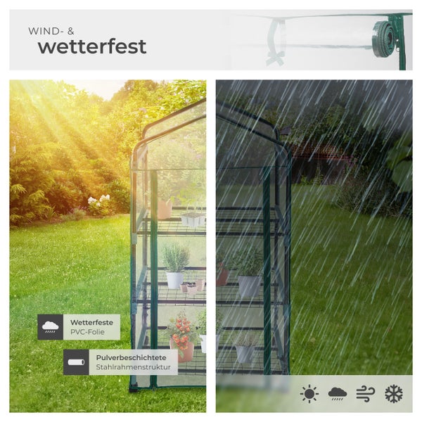 Wind- und wetterfestes Foliengewächshaus mit Stahlrahmen und Regenschutz