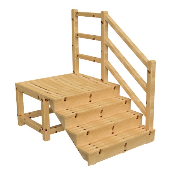 Holztreppe mit Geländer für den Außenbereich