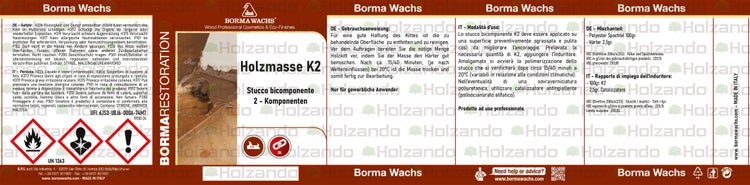Borma Wachs Holzmasse K2 Etikett für professionelle Anwender