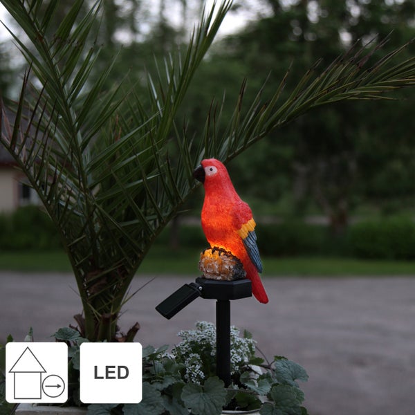Dekorative Solarleuchte in Form eines Papageis für den Außenbereich