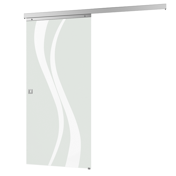 Tür Schiebetür Komplettset Glas wellenfömig 755x2035 Zimmertür Glasschiebetür -  Quadratgriff