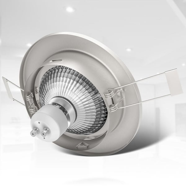 Einbauspot 10er Set 68mm Lochmaß - GU10, 3W, 250lm, LED, warmweiß, matt-nickel