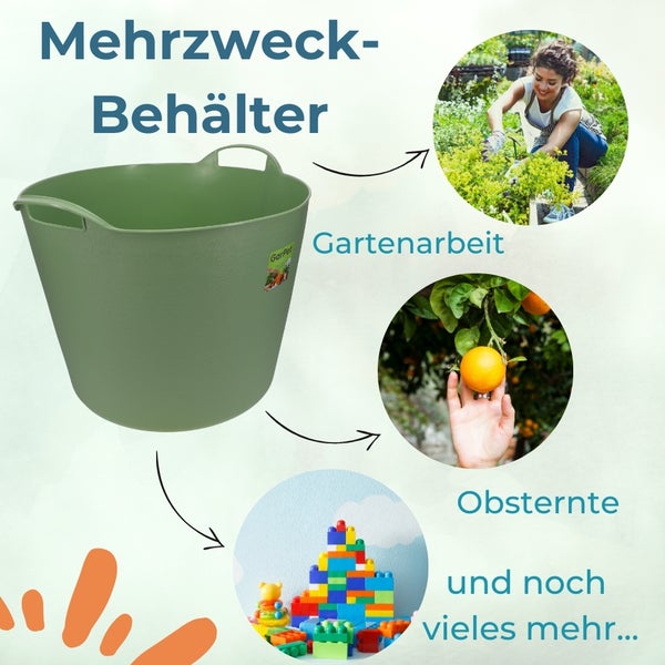 Mehrzweckbehälter für Gartenarbeit, Obsternte und Spielzeug