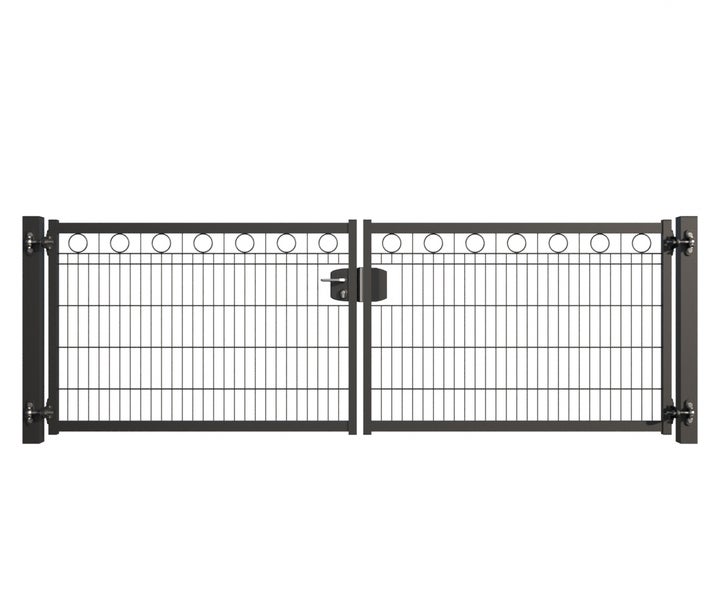 Doppeltor aus Metall mit Kreisdesign