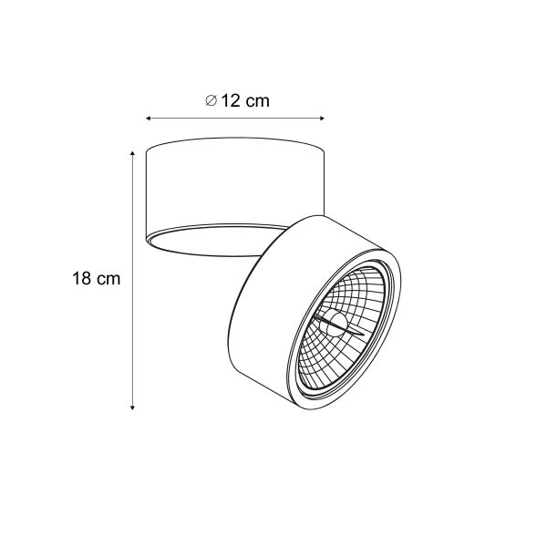 Abbildung einer Leuchte mit den Maßen 12 mal 18 cm.