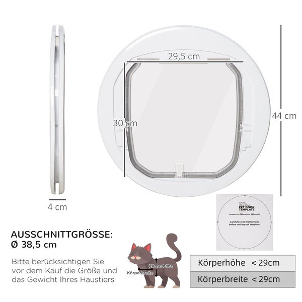 PawHut Haustiertür, Ø44 x 4T cm, PC, Weiß