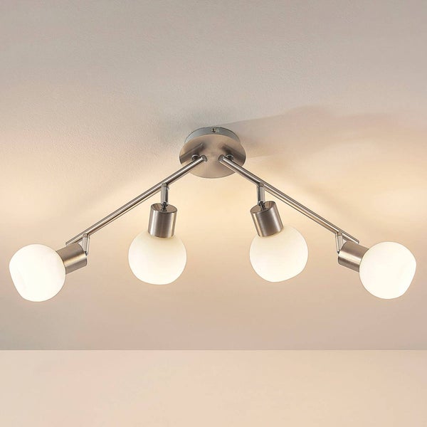 Lindby Deckenlampe drehbar und schwenkbar, Strahler Deckenstrahler Metall Glas Deckenleuchte 4x E14 ohne Leuchtmittel Lampe Wohnzimmer Küchenlampe