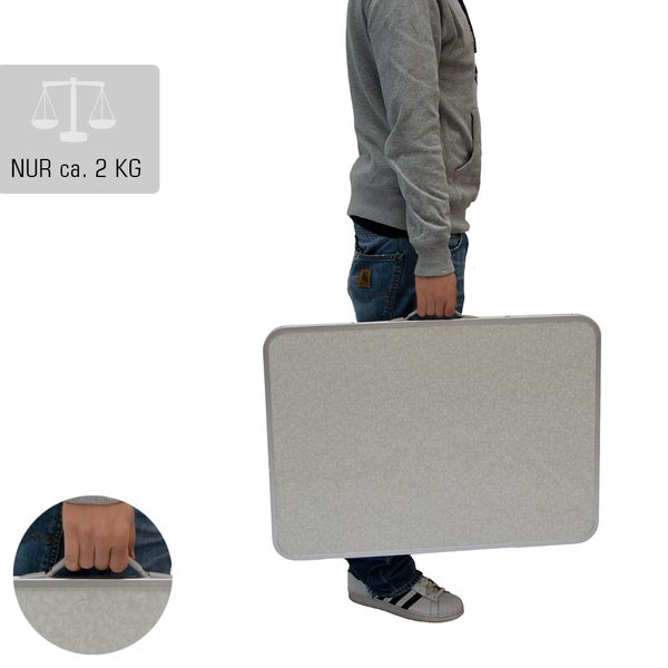 Campingtisch aus Aluminium | Klapptisch 70x50x60 cm | Stahlrahmen | Widerstandsfähiger MDF-Tischplatte | praktisches Kofferformat
