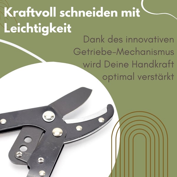 Getriebe-Gartenschere für kraftvolles Schneiden