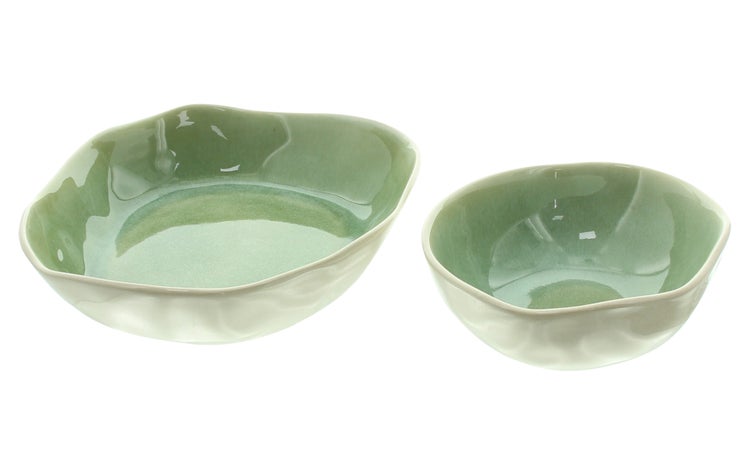 FRANK FLECHTWAREN|Schüssel Organic, 2er Set, 15 x 13 x 6 cm, 21 x 19 x 5 cm, PORZELLAN