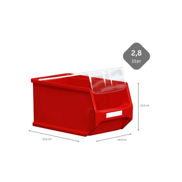 PROREGAL SparSet 5 x Rote Sichtlagerbox 3.0 Mit Abdeckung HxBxT 12,5 x 14,5 x 23,5 cm 2,8 Liter Sichtlagerbehälter Sichtlagerkasten