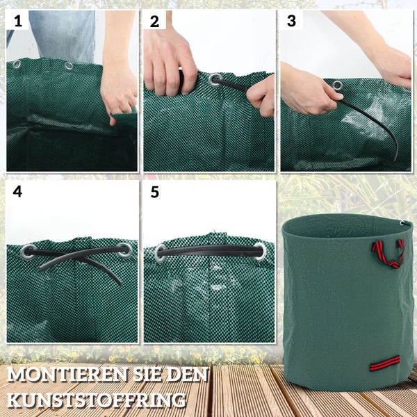 Outsunny Gartensack 3x272L wasserdicht Gartenabfallsack mit Griffe, stabil Laubsack, selbststehend Gartensäcke mit UV Schutz, wiederverwendbare Gartenabfallsäcke für Gartenabfälle Grünschnitt