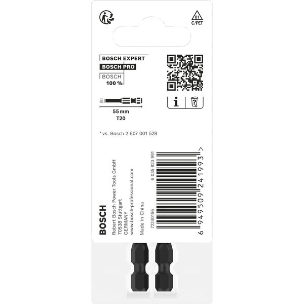 Bosch Pro T20 Schrauberbits, 55 mm, 2 Stück