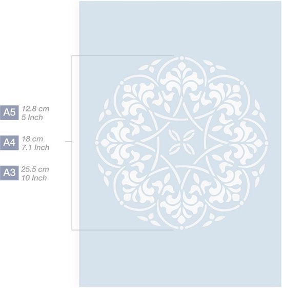 QBIX Mandala Schablone A5 Größe Kunststoff - Ausschnitt Durchmesser 12,5cm