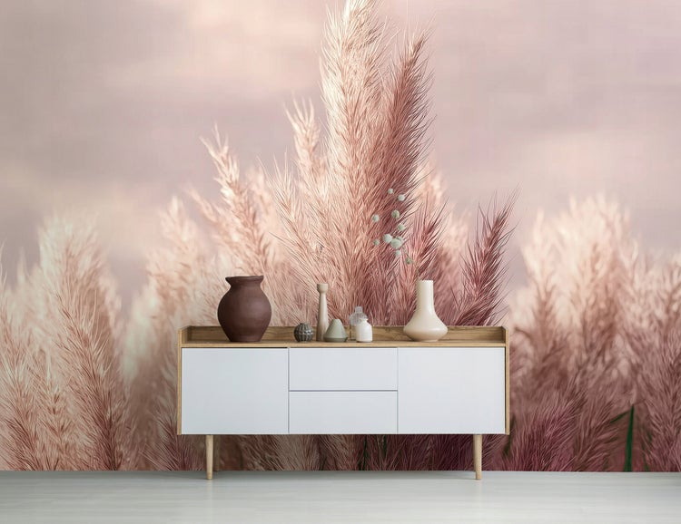 Fototapete Gras Boho Wohnzimmer Modern Vlies Tapete 300x210 cm