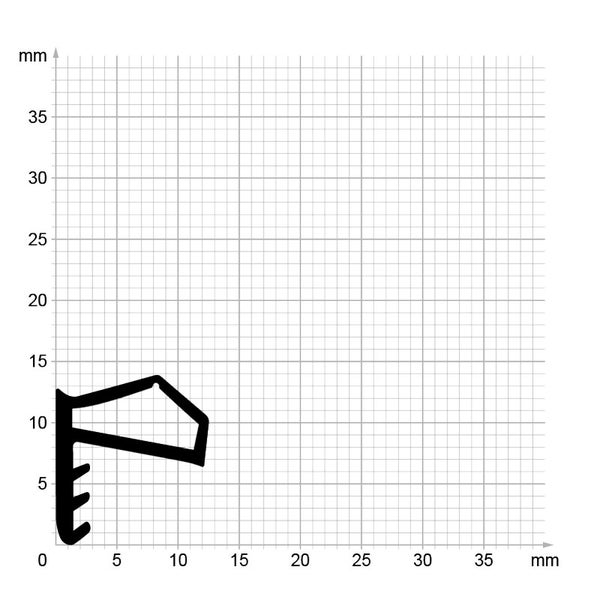 Zeichnung eines Dichtungsprofils mit Maßangaben in Millimetern