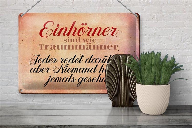 Blechschild Spruch 30x20cm Einhörner sind wie Traummänner