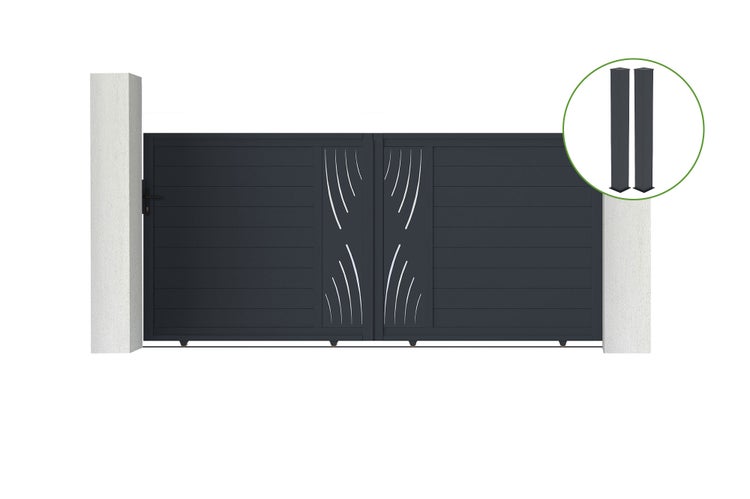 Schiebetor aus Aluminium mit Säulen und Pfosten