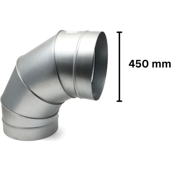 Winkel-Stück 90° aus Metall – 450 mm Verbindungsstück für Growboxen, Lüftungssysteme & Klimaanlagen