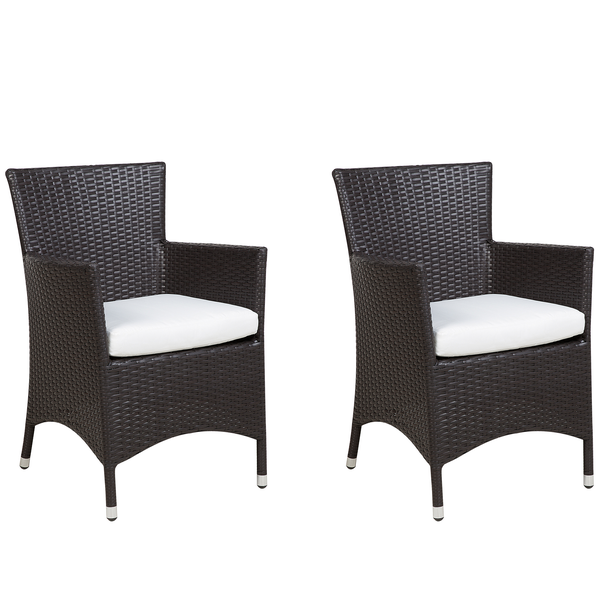 Set mit 2 Stühlen und Sitzkissen ITALY Polyrattan Dunkelbraun