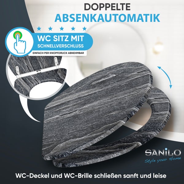WC-Sitz mit Absenkautomatik & Top Fix Schiefer