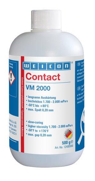 WEICON VM 2000 Cyanacrylat-Klebstoff | hochviskoser Sekundenkleber für Metall | 0,5 kg