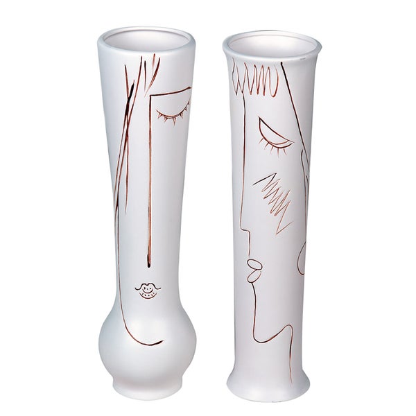 Gesichtsvasen GILDE 2er Set ART Tischvasen weiß Höhe 38cm Keramik