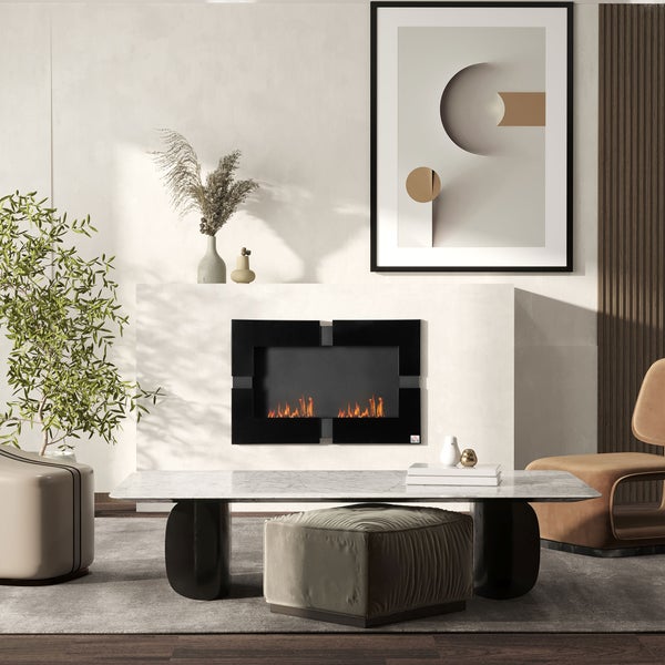 HOMCOM, Ethanol-Kamin, Bio-Ethanol-Brenner, 90L x 18B x 60H cm, Eisen, Schwarz