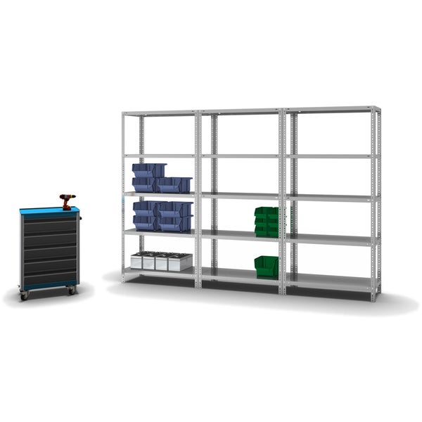 PROREGAL Fachbodenregal Schraubsystem Heavy-Duty Grundregal HxBxT 200 x 100 x 40 cm 5 Ebenen Fachlast 350 kg Beidseitig Nutzbar Verzinkt