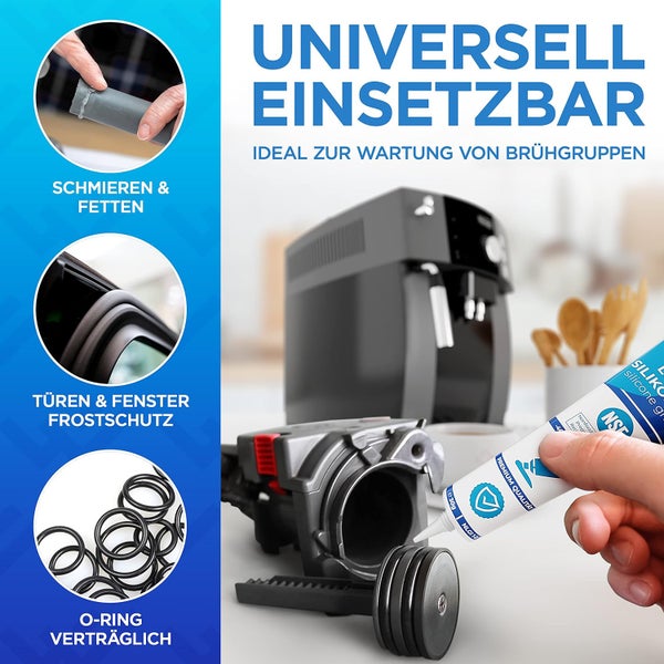 LOBENSWERK 30g Silikonfett für Kaffeevollautomaten [inkl. Milchschlauchbürsten] Schmierfett für Armaturen, Dichtungen, O-Ringe - Armaturenfett - universell anwendbar