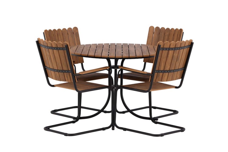 Holmsund Gartenset Tisch Ø100cm natur, 4 Stühle natur. 100 X 100 X 75 cm