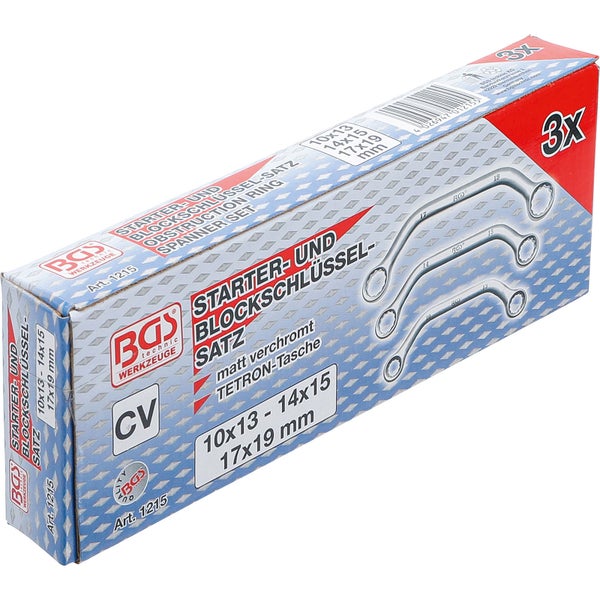 BGS Starter- und Blockschlüssel-Satz SW 10x13 - 17x19 mm 3tlg. - 1215