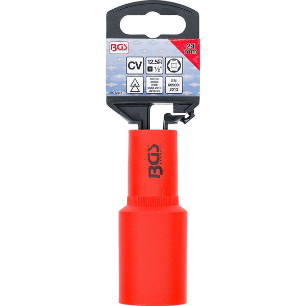 BGS VDE-Steckschlüssel-Einsatz Sechskant Antrieb Innenvierkant 12,5 mm (1/2) SW 24 mm - 72074
