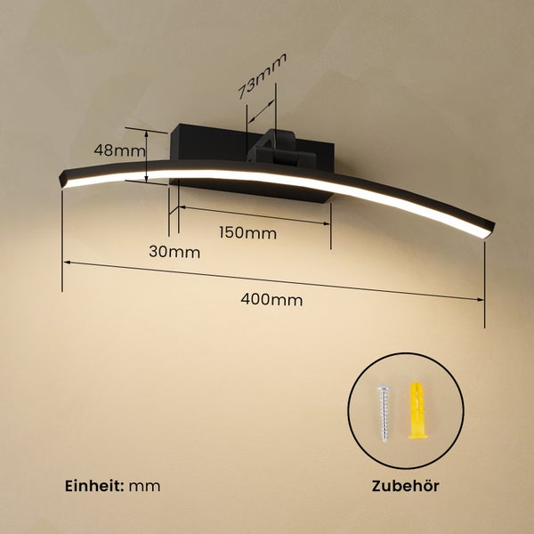 Wandleuchte mit Maßen und Zubehör