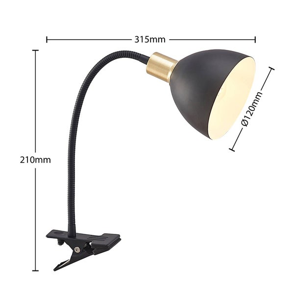 Lindby Klemmleuchte Genora (Modern) in Schwarz aus Metall (1 flammig, E14) - Tischlampe Tischleuchte Leselampe Nachttischlampe Wohnzimmerleuchte