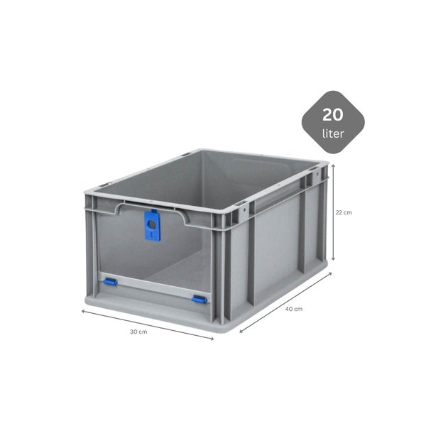 PROREGAL SuperSparSet 8x Eurobox NextGen Insight Cover HxBxT 22 x 30 x 40 20 Liter Hoch/Blau Eurobehälter Transportbox