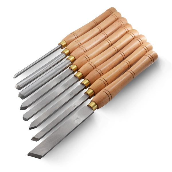 Drechselbeitel Satz mit Holzgriffen und HSS Stahl