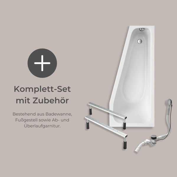 Komplettset mit Badewanne, Fußgestell sowie Ab- und Überlaufgarnitur