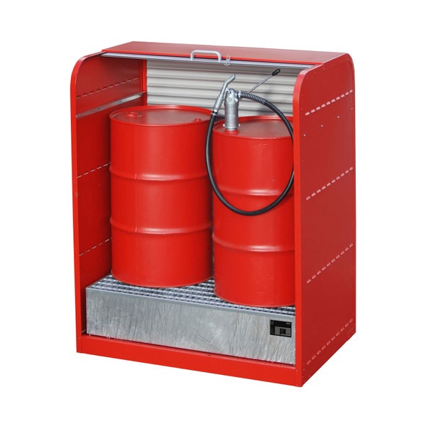 Bauer Gefahrstoff-Rollladenschrank RSG-1, max. 2x 200-l-Fässer, Feuerrot