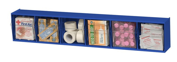 PROREGAL Klappschüttenmagazin VarioPlus ProFlip 6 HxBxT 11,5 x 60 x 9,5 cm Blau-Transparent