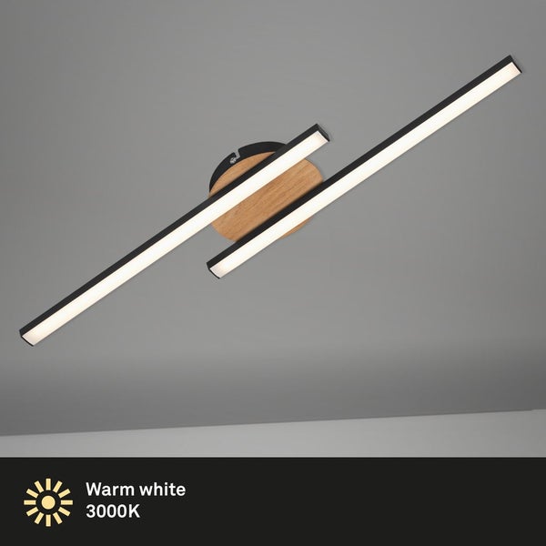 BRILONER Go LED Deckenleuchte, Warmweißes Licht, schwarz, 56 x 12 x 3,7 cm