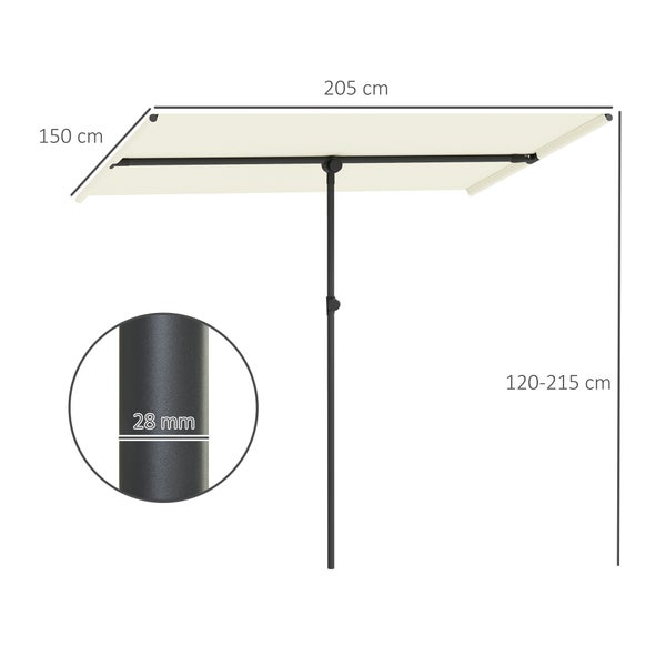 Outsunny Sonnenschirm 180 Grad drehbar Höhenverstellbar Gartenschirm mit Aluminium-Mast Marktschirm Sonnenschutz Schirm Ampelschirm Parasol Balkonschirm Sonnenschirm für Balkon 150x205cm Beige