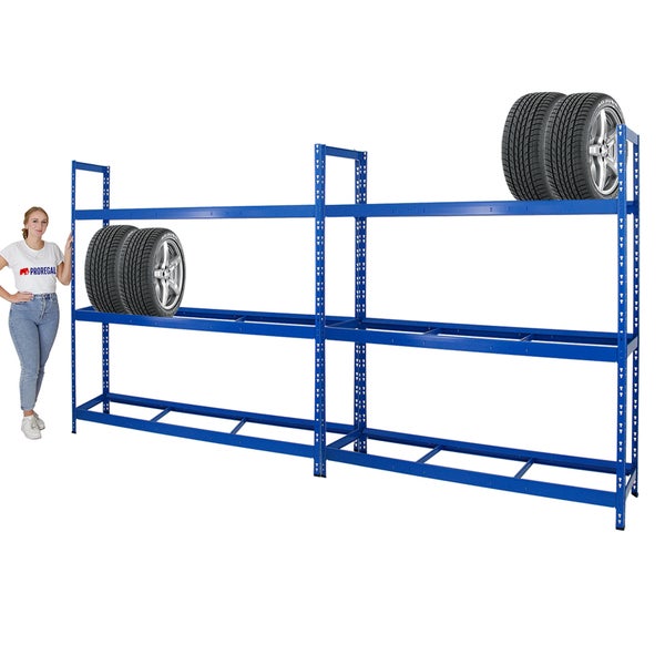 PROREGAL Mega Deal 2x Reifenregal Tiger XL HxBxT 200 x 180 x 45 cm Bis Zu 42 Reifen Blau