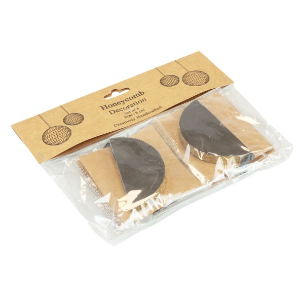 Wabenförmige Dekoration, Set mit 4 Stück, Größe: 8 cm