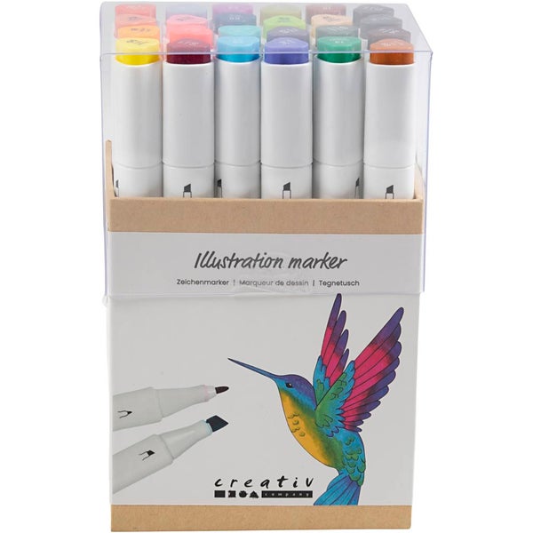Creativ Company  Zeichenmarker, Strichstärke 1+8 mm, Zusätzliche Farben, 24 Stk