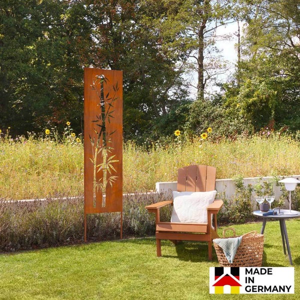 Home Deluxe - Rost Sichtschutz - AURELIA - 230 x 50 x 1,5 cm, wetterbeständig, edle Rostoptik I Gartenstecker Rostschild Sichtschutz Deko aus Rost