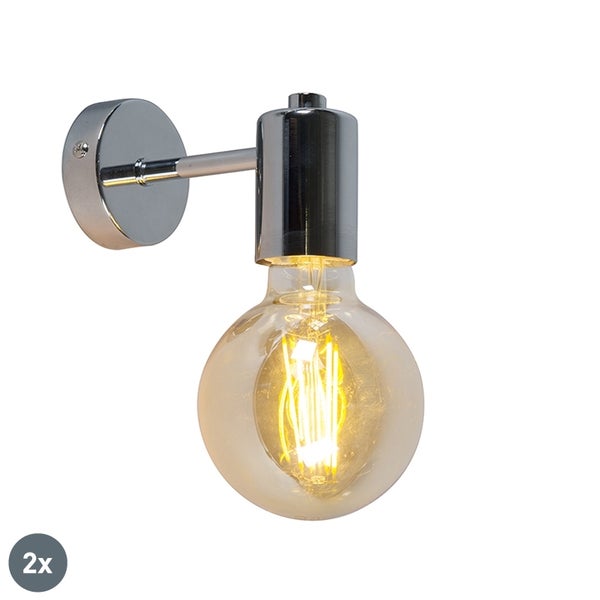 Moderne Chrom Wandlampe im 2er Set - Facil 1